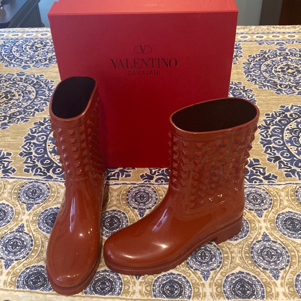 Valentino Red Rockstud Rainboots Sz 41
